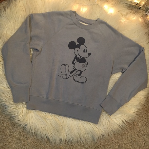 Uniqlo Disney Mickey Mouse Stands Crewneck Pullover Sweatshirt in Subdue Blue XS - Picture 3 of 8
